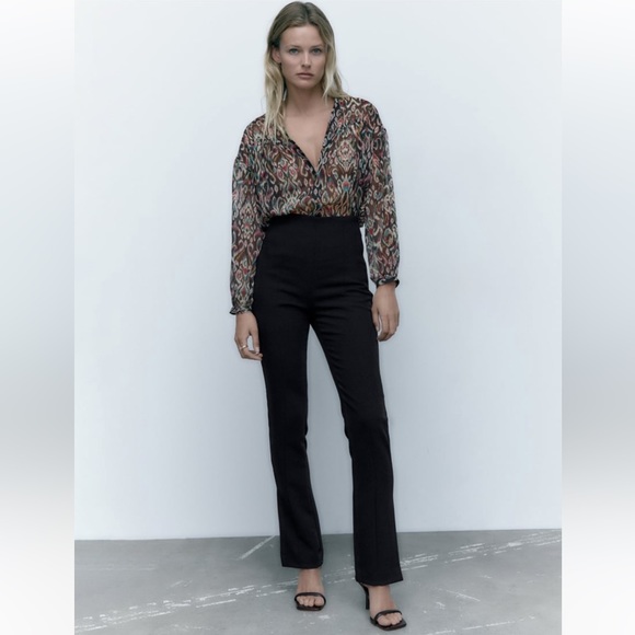 ZARA PRINTED SHIRT WITH METALLIC THREAD SIZE M NWT - Picture 3 of 7